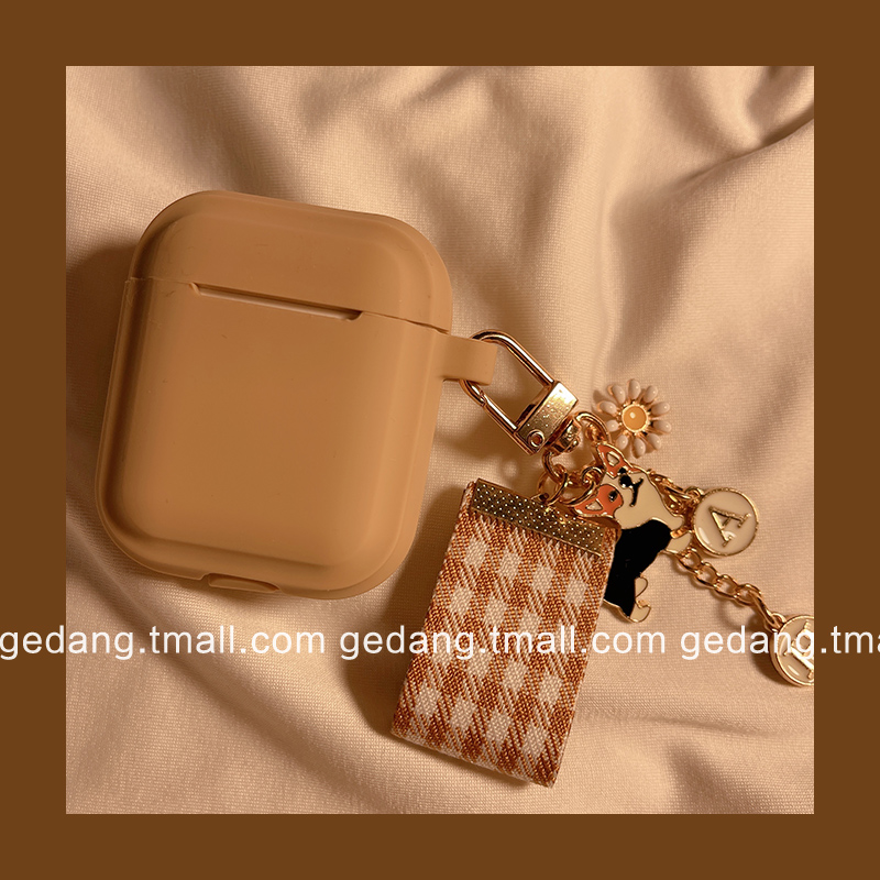 Plaid cloth coffee milk tea color niche suitable for airpods2 protective sleeve cute ins wind apple airpodspro silicone soft shell all-in-one 3 generation wireless bluetooth headset hanging