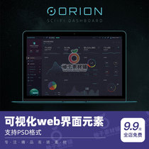 网站后台可视化数据统计监测图表界面UI设计模板素材psd源文件128