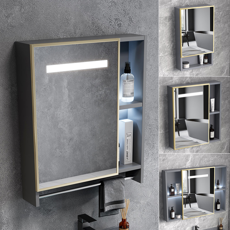 Không gian nhôm thông minh gương phòng tắm tủ treo tường nhà vệ sinh lưu trữ lưu trữ gương trang điểm gương riêng biệt với kệ tủ gương treo phòng tắm mẫu tủ gương phòng tắm