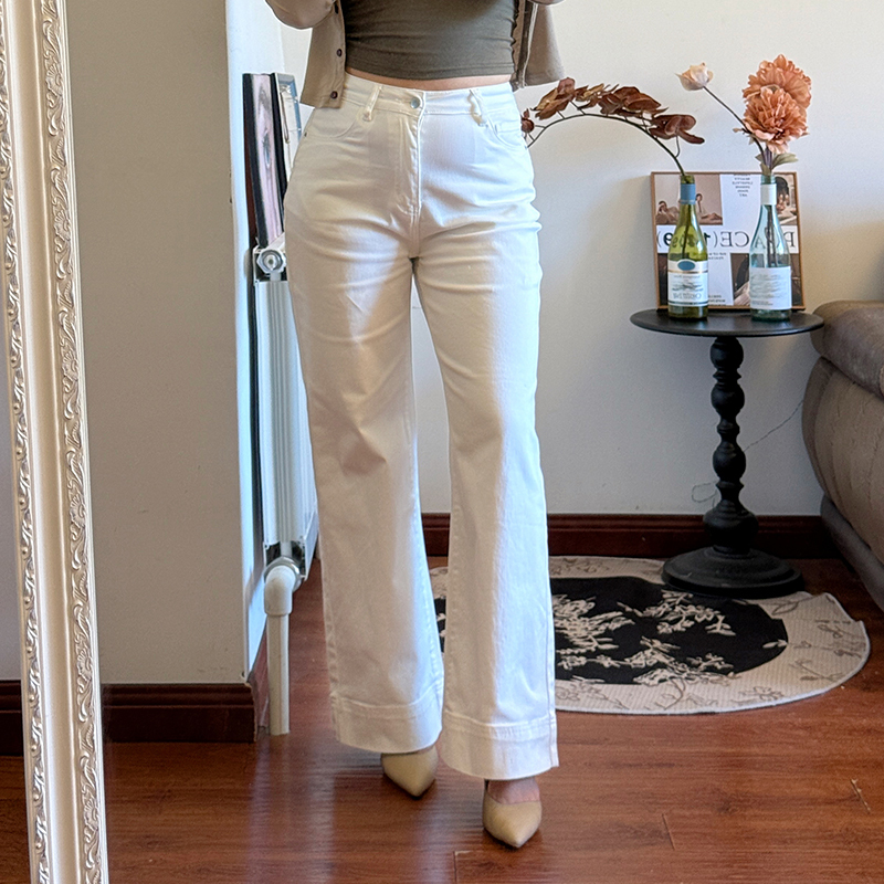Plus-Size Stretchy Wide-Leg Jeans for Women, Summer High-Waisted Loose Fit, Slimming Straight-Leg Floor-Length Pants for Curvy Women, Trendy 100kg Style