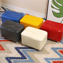 Leather stool round stool small stool leather stool leather stool leather stool tea table Home living room adult short stool changing shoes stool sofa stool