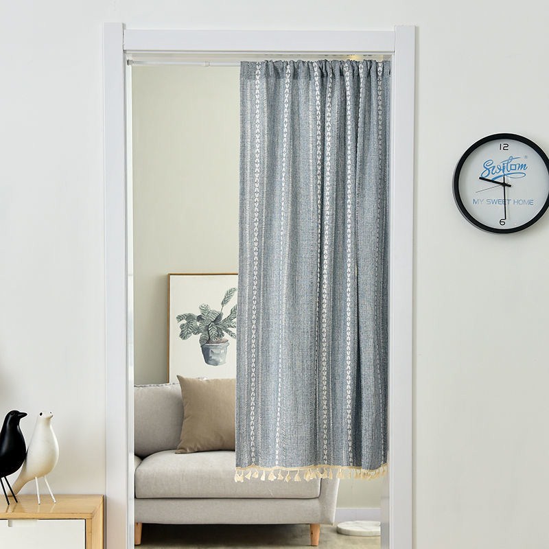 Japanese thickening cotton curtain half curtain short curtain-free punching cutting cutting curtain for the artist's bedroom kitchen into the door curtain