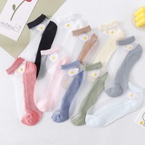 South Pole Sox children Spring Summer Thin Cotton Bottom Footed Transparent Glass Silk Stockings Summer Little Daisy Crystal Short Socks