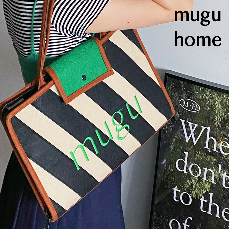 mugu original felt computer bag dual-use cashier bag hanging wall handbag creative retro stripe macbook-Taobao