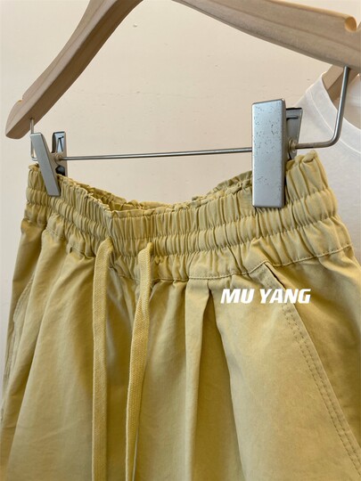 Настоятельно рекомендуется для лета! Корейская рабочая ткань с боковыми разрезами, эластичная талия, повседневные шорты, укороченные шорты для женщин, новый летний стиль.