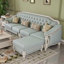 American white solid wood leather sofa first layer cowhide 1234 combination simple and beautiful living room villa furniture corner sofa