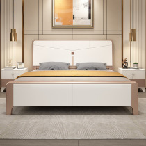New Chinese style solid wood bed white 1 8 meters modern simple double European style bed 1 5 meters light luxury storage oak bed
