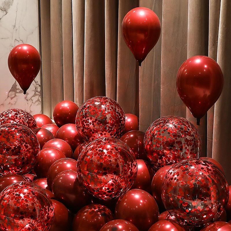 Marriage Net Red Red Balloon Thickened Explosion Proof Wedding Room Double Wedding Red Wedding Red Wedding Scene Arrangement Decorative supplies