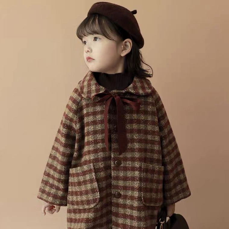 Girl's jacket 2021 Winter new Korean version Trend plaid Big Clothes Kids Baby Clips Cotton Thickened Blouses