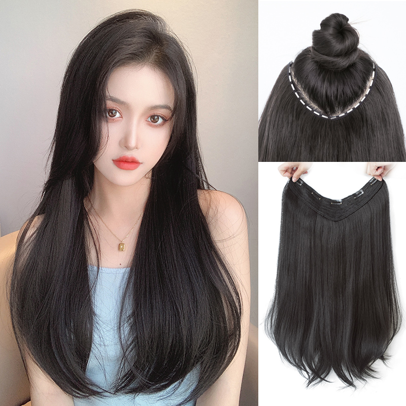 Microroll wig piece piece of style wig female long hair growth fluffy summer u type hair piece without mark and pick up yourself