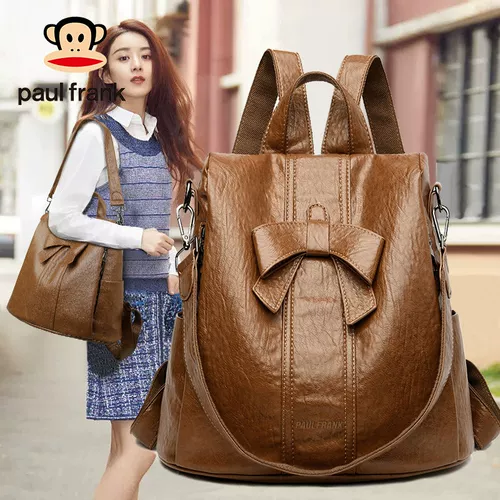 Рюкзак, модная сумка через плечо, вместительная и большая сумка на одно плечо с бантиком, анти-кража, коллекция 2023, из натуральной кожи