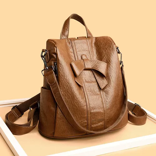 Рюкзак, модная сумка через плечо, вместительная и большая сумка на одно плечо с бантиком, анти-кража, коллекция 2023, из натуральной кожи