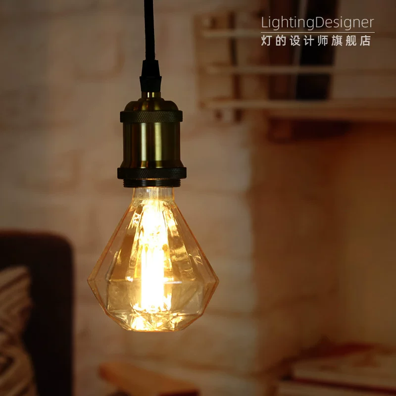 LED лампа, ретро лампа, с камнем, с патроном