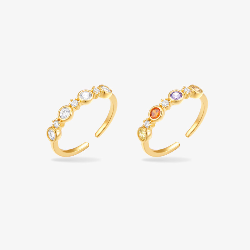 OUBIYABI Oubiyabi floating series bubble round zirconium ring light luxury open ring birthday gift for women