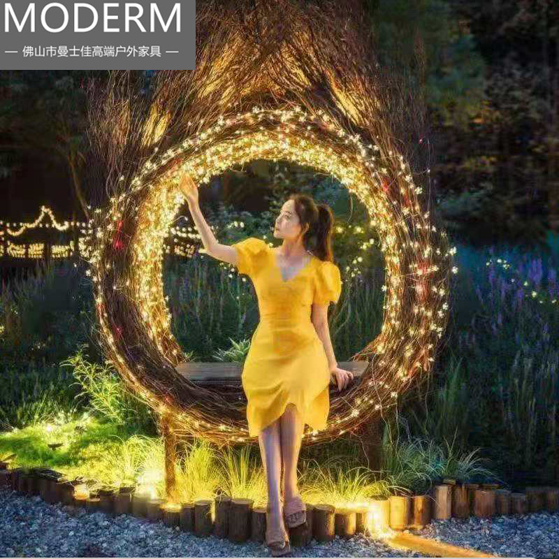 Outdoor Swing Set Birds Nest Wedding Dress Photography Background Creativity Folk Juku Hanging Basket Web Red Play card Divine Instrumental Scenic Spot Shooting Props