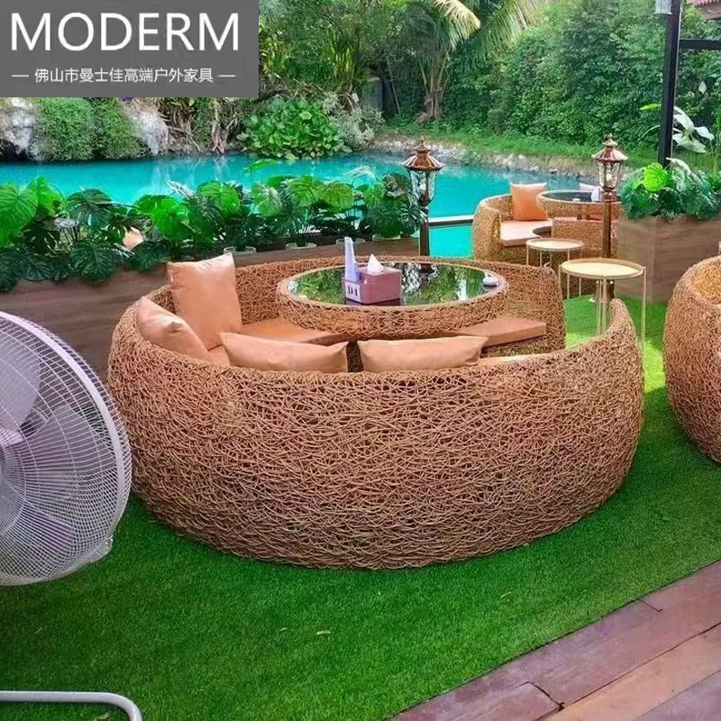 Outdoor Trendy Bird's Nest Rattan Sofa Tree-Shaped Bird's Nest Design for Restaurants, Scenic Spots, and Guesthouses Outdoor Seating