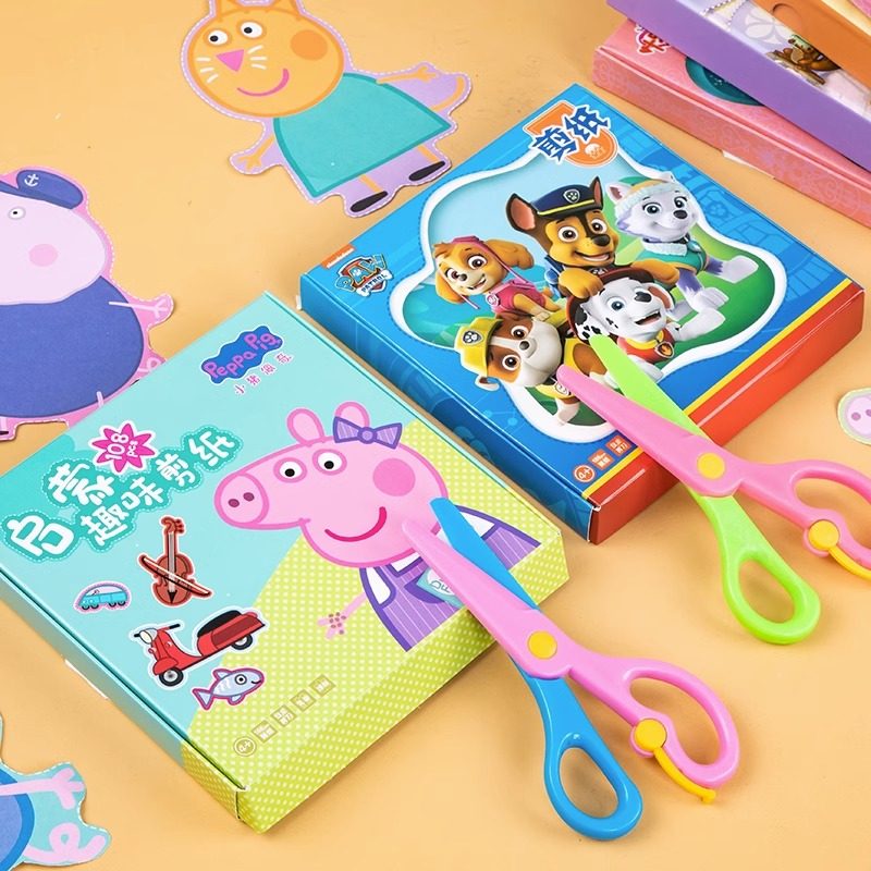 紙切り用子供用はさみ、安全な工作、幼稚園児向け、3歳から6歳の赤ちゃん向け、ペッパピッグの知育玩具、初心者向け