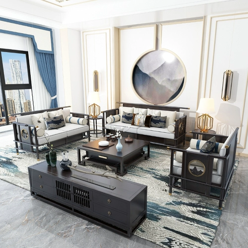 Диван из натурального дерева, китайская вилла, современная и минималистичная мебель