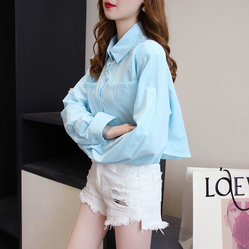 Short shirt women's sun protection clothing 2021 new summer design sense niche long-sleeved loose thin shirt top tide