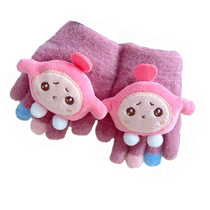 Baby gloves winter baby cute cartoon small five-finger thin section 6-12 months old boys and girls crawl and keep warm divided fingers