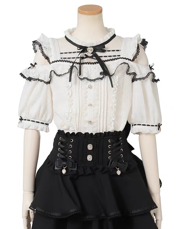 Japanese Mass-Produced New Style Shirt, Sweet and Cute Lolita Lace Splicing Off-Shoulder 8872 Lolita Shirt