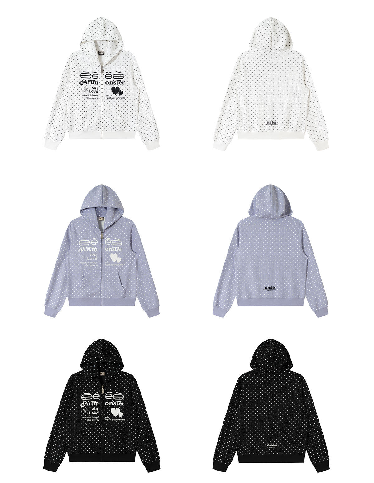 eeeeArtmonster Polka Dot Hooded Sweatshirt Jacket