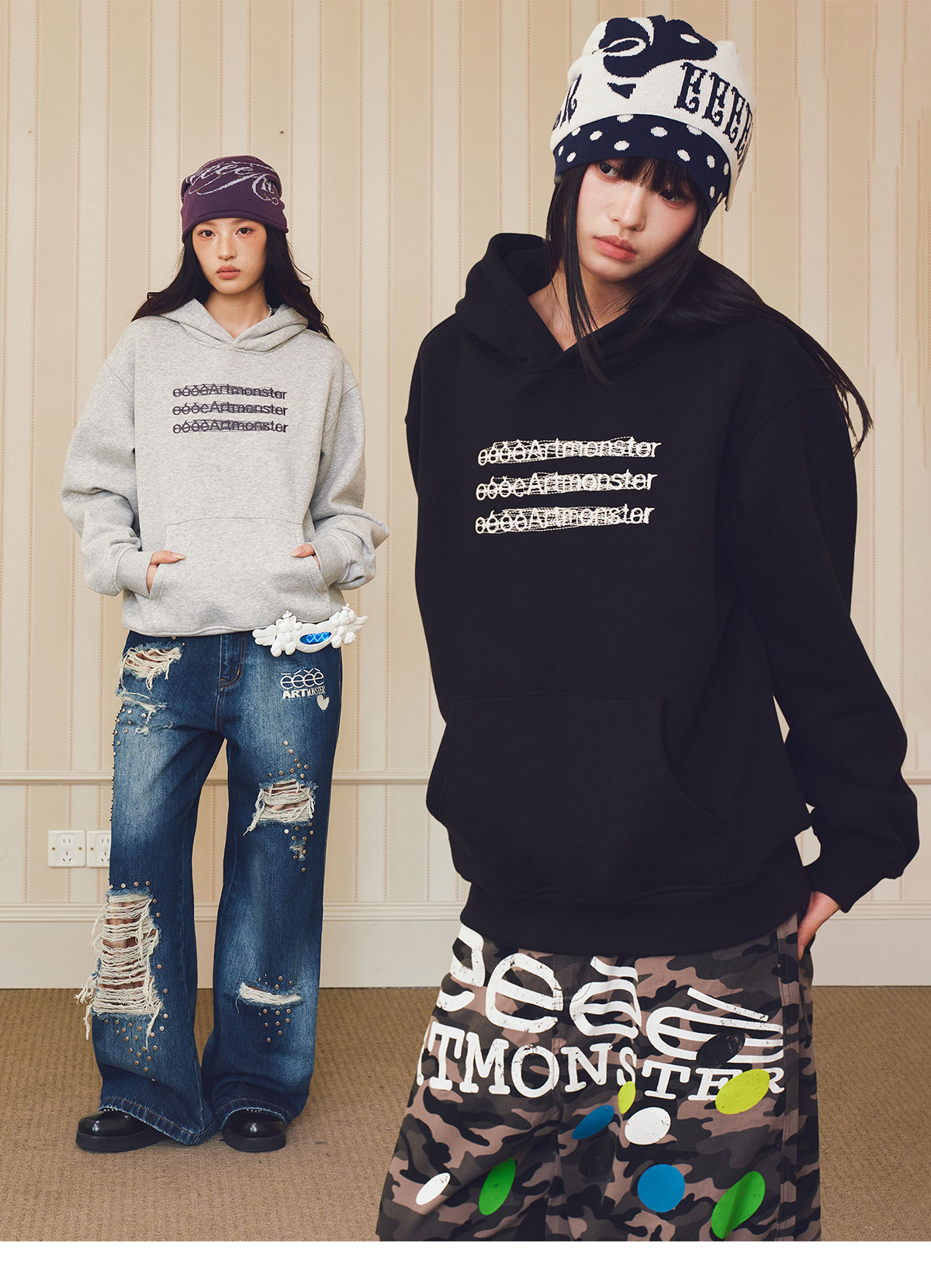eeeeArtmonster Secret Words Embroidered Hoodie