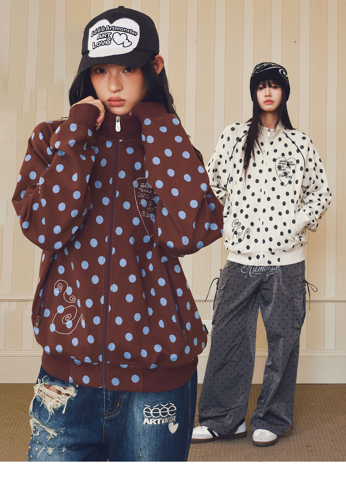 eeeeArtmonster Bloom Polka Dot Embroidered Jacket