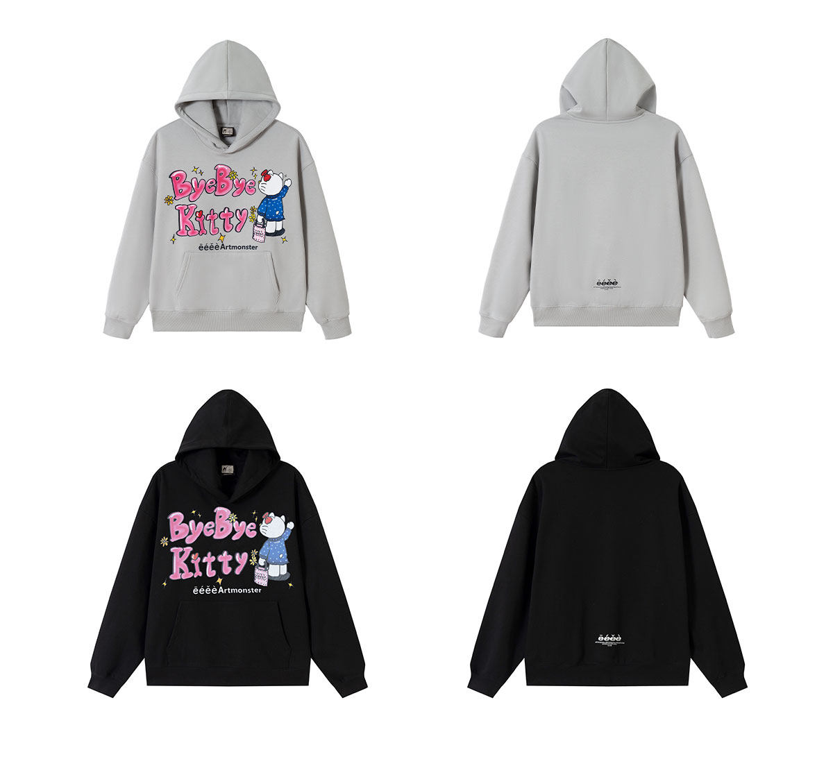 eeeeArtmonster Bye Kitty Hooded Sweatshirt