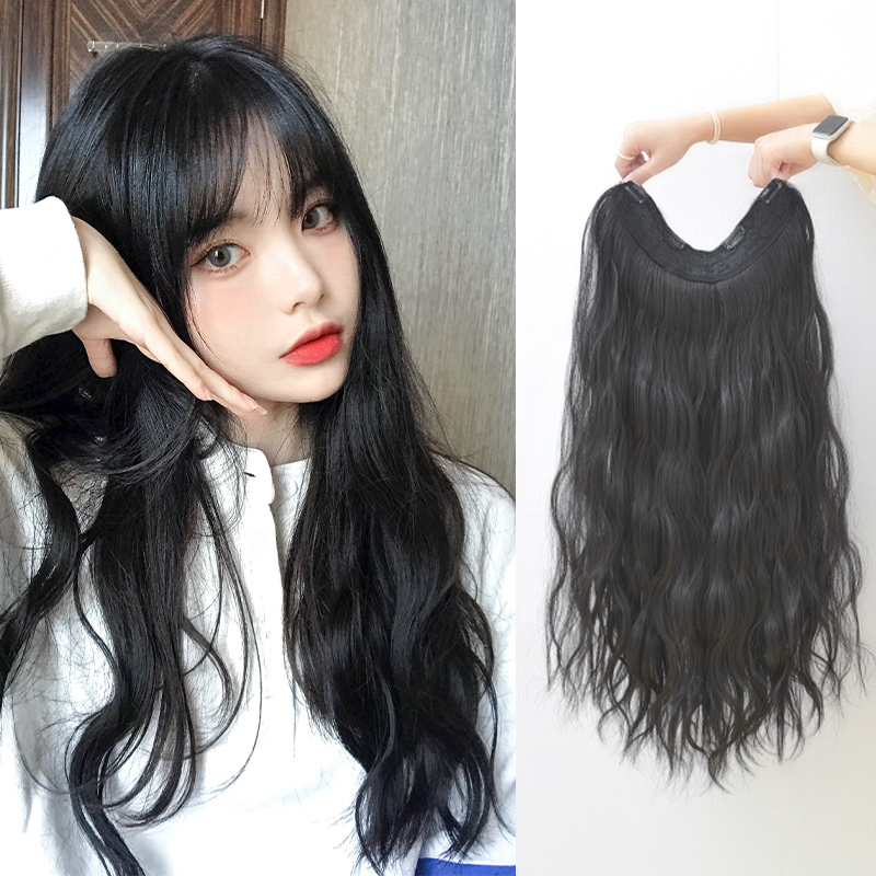 Wig sheet slice of style female long hair long curly hair Type of hair Type of hair Hair Gain patch Patches Invisible fluffy Fluffy Emulation-Taobao