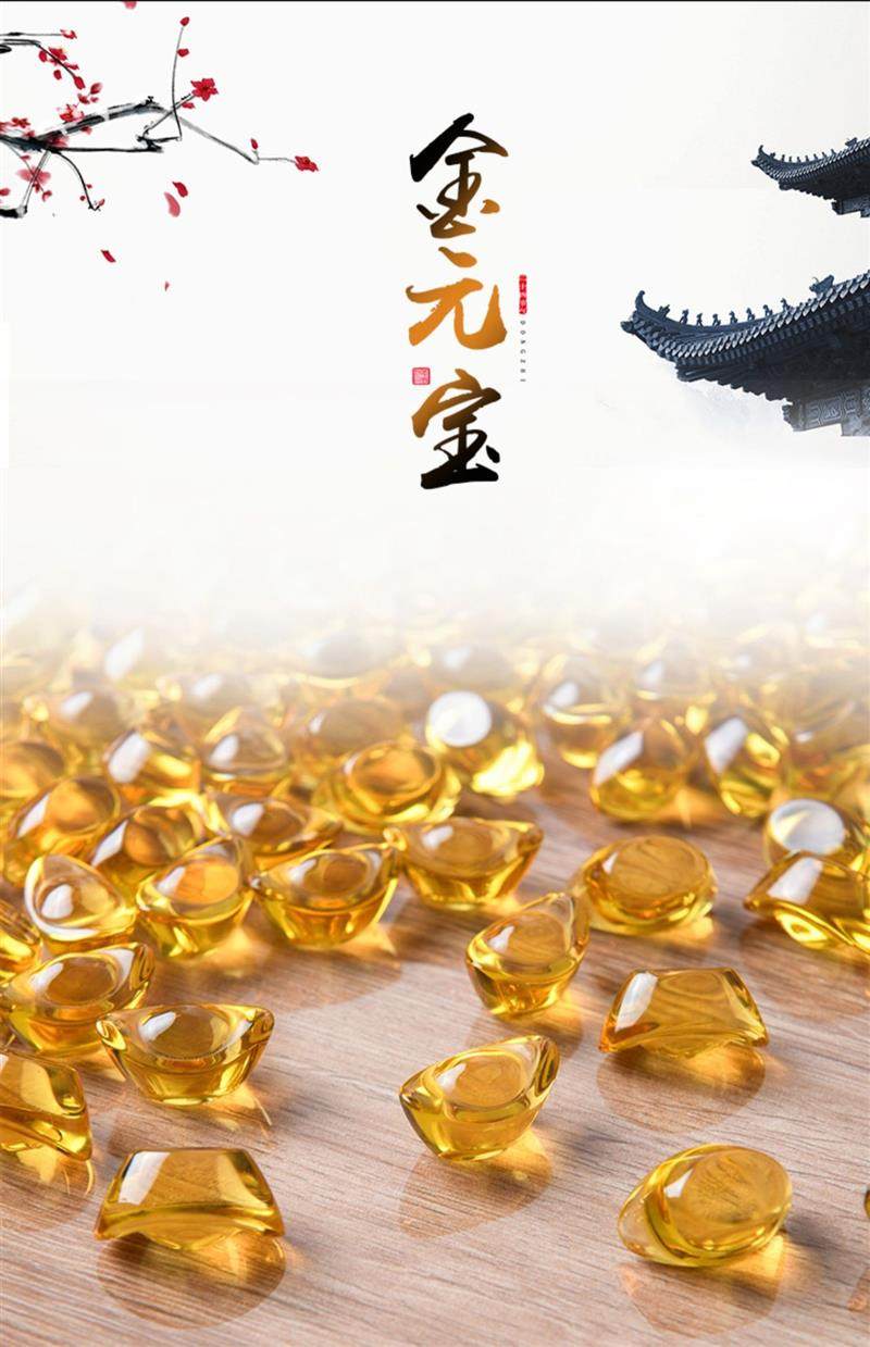 New Yellow Crystal Glass Yuanbao Guangshui Capital Gathering Fittings Crafts Open into the Bar