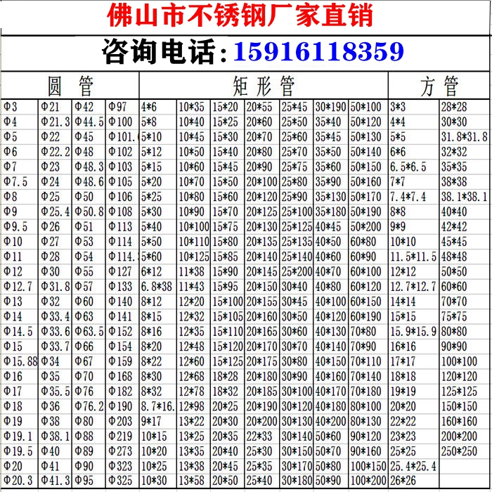 Manufacturer direct sales 201304 stainless steel decoration products hollow round pipe square pipe flat pipe square light wire drawing surface