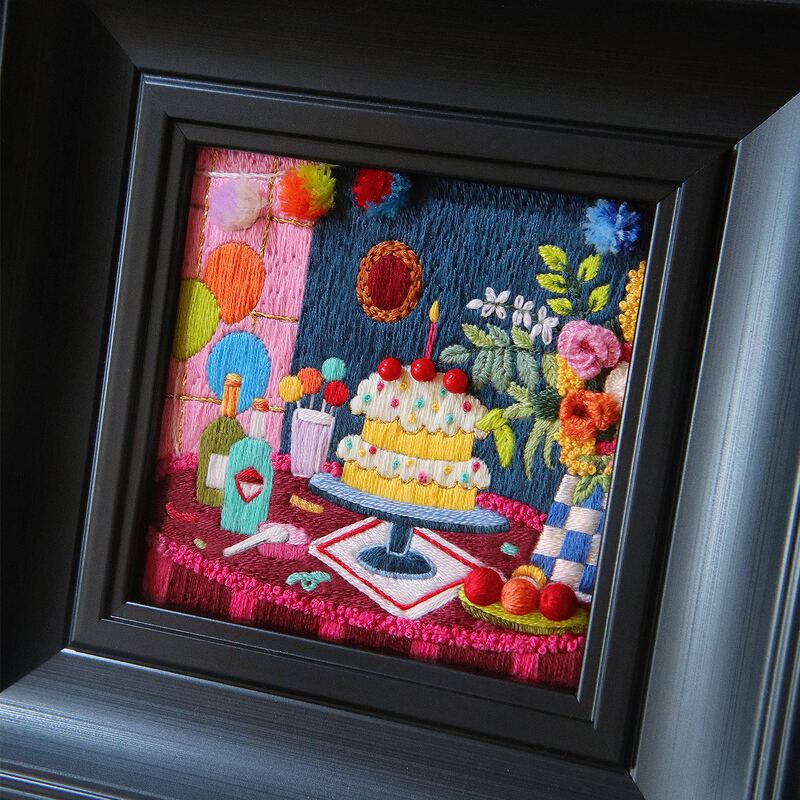 Nuan Yi Handmade Happy Birthday Embroidery DIY Material Kit High-End Three-Dimensional Picture Frame Painting Gift for Boyfriend Party Gift Nuan Yi Handmade Happy Birthday Embroidery DIY Material Kit High-End Three-Dimensional Picture Frame Painting Gift for Boyfriend Party Gift