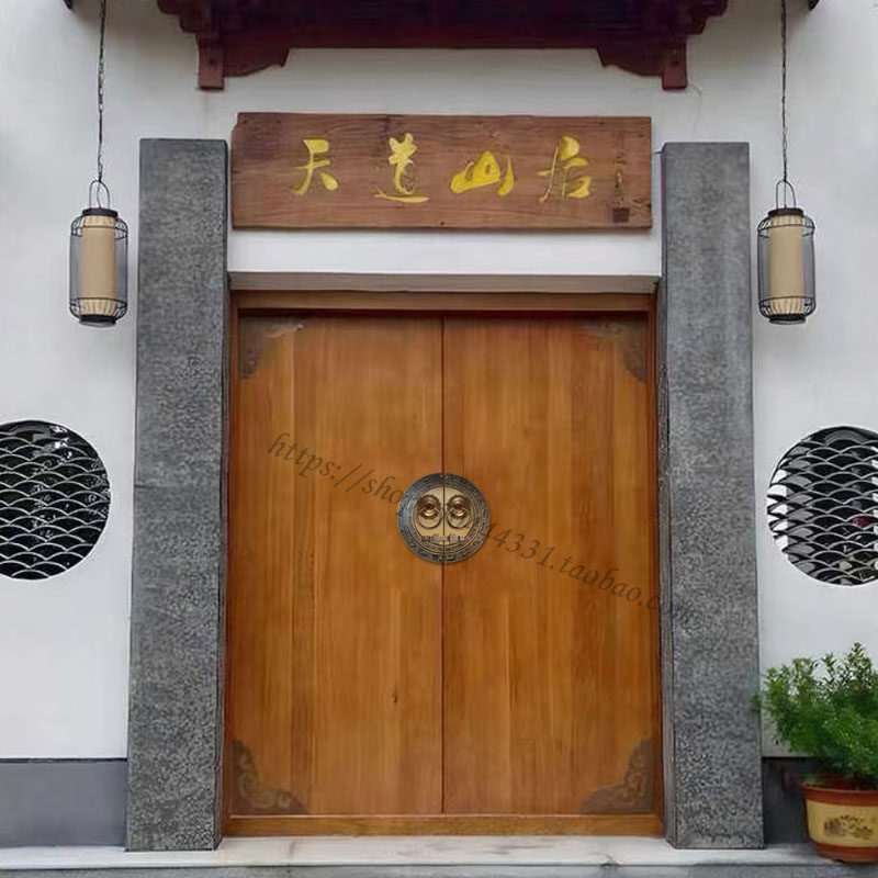 Невидимая рука 彷古老式大门花园古建农村院门拉环明装门栓锁纯铜狮子头铜门把手
