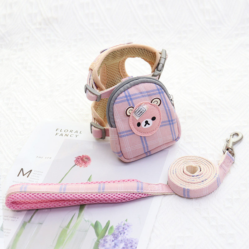 Spring and summer vest style dog leash small dog Teddy Pomeranian chest strap puppy backpack cat leash