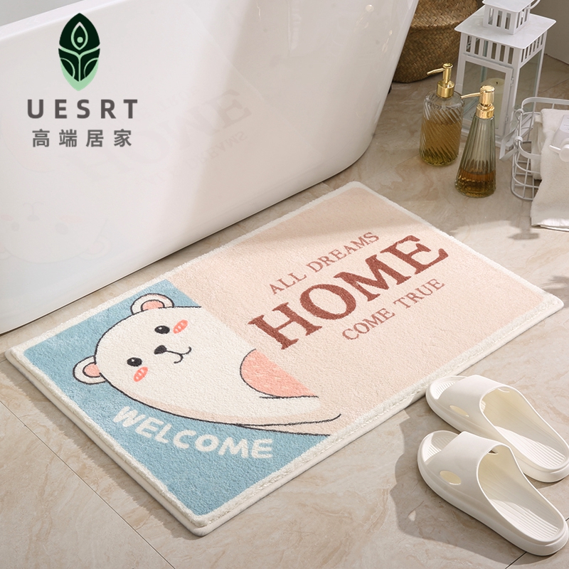 Imitation cashmere bathroom absorbent floor mat powder room toilet door foot pad toilet non-slip mat cartoon carpet