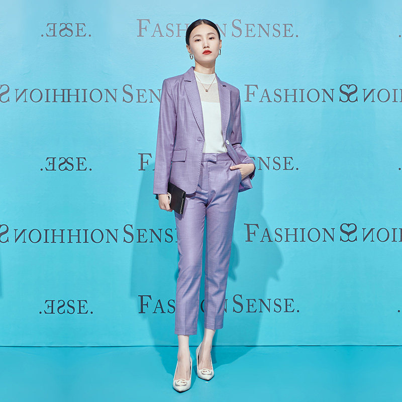 Zamei long-sleeved series 2021 autumn new purple suit suit women's temperament slim professional suit spring and autumn