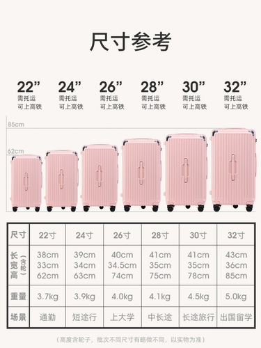 悠物 Вместительный и большой розовый прочный чемодан, коробка