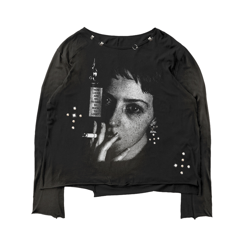Arts "Smokinggirl" Autumn New Sorona Light Asian Style Hardware Perforated Thin Long Sleeve T-Shirt for Men and Women