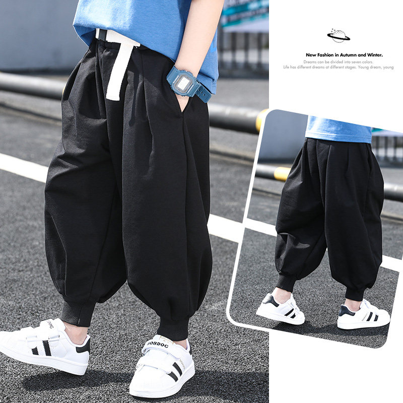 2022 New Children Anti-mosquito Pants Boy Summer Slim loose pure color breathable Sports pants CUHK Fairy Light Cage Pants