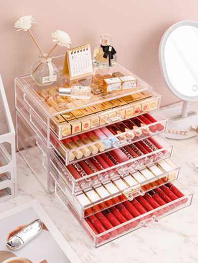 Acrylic Desktop Lipstick Lip Glaze Cosmetic Drawer Storage Box Cosmetic Dressing Table Shelf Dustproof Transparent - Taobao
