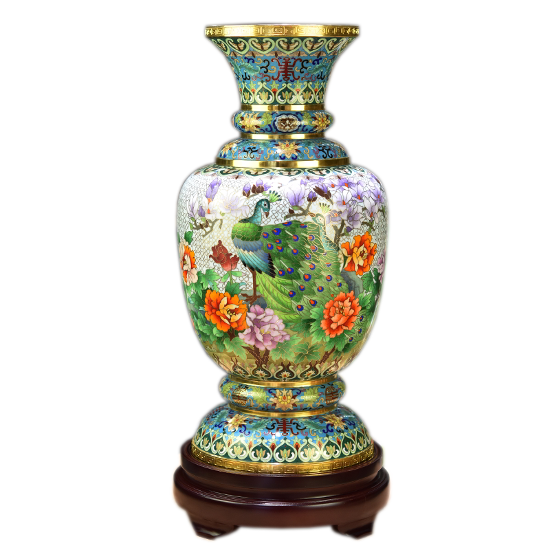 北京珐琅景泰蓝花瓶20寸《盛世欢歌》铜胎掐丝珐琅彩摆件出国礼品