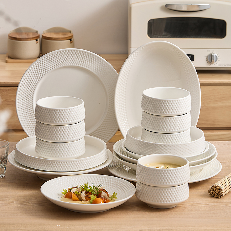 Ceramic Bowl and Plate Set, New Household Tableware, Simple Rice Bowl, Soup Bowl, Plate, Dish Set, High-End Bowl and Chopsticks Set Ceramic Bowl and Plate Set, New Household Tableware, Simple Rice Bowl, Soup Bowl, Plate, Dish Set, High-End Bowl and Chopsticks Set