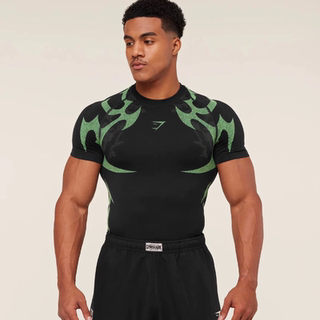 GYMSHARK风暴无缝短袖T恤男运动健身跑步篮球训练速干透气紧身衣