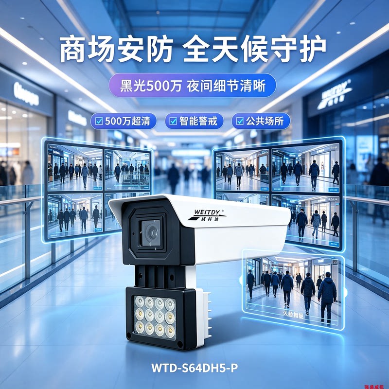 Home Use, Shopping Malls, Supermarkets 5Mp Dual-Light Surveillance Camera with Poe Power Supply, Clear Human Face Recognition, Clear Night Vision, Witdi