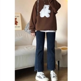 Джинсы, демисезонные штаны, большой размер, коллекция 2023, подходит для подростков, по фигуре, свободный прямой крой