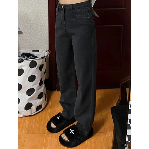 Черные джинсы, штаны, свободный прямой крой, оверсайз, по фигуре, высокая талия