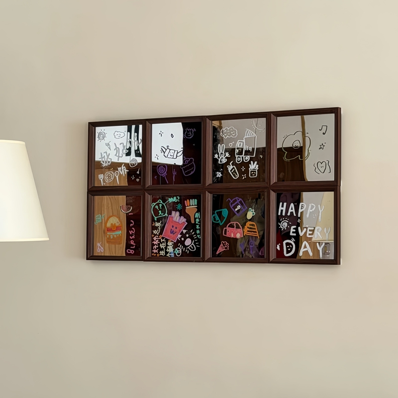[White Wall Renovation] New Home Wall Decoration Picture Frame Handmade DIY Parent-Child Mirror Frame Creative Mirror Window