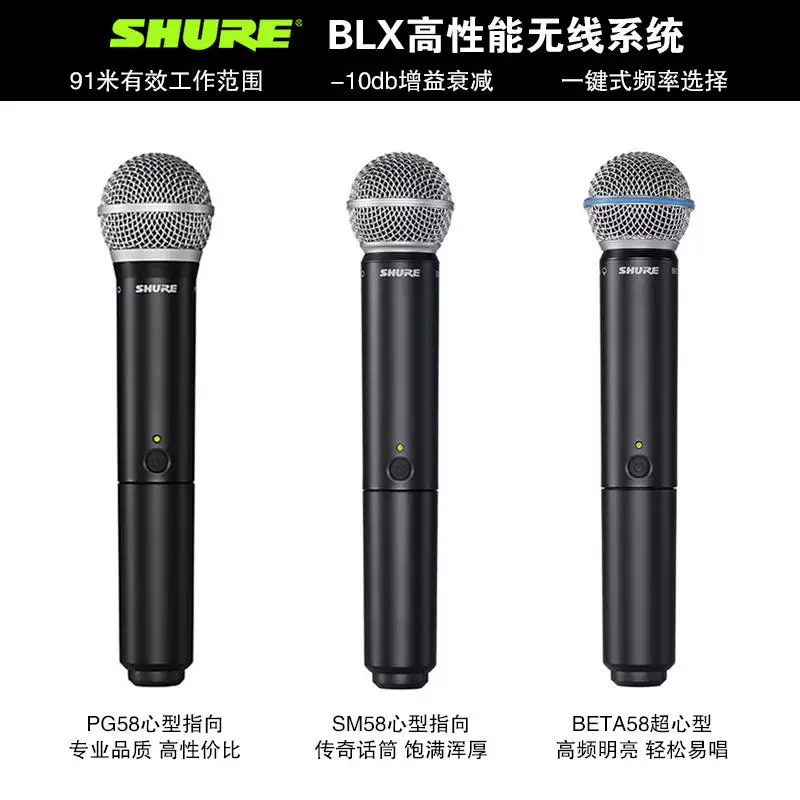 Shure/Shul BLX288 Wireless One Drag Two Micro Live Performance SM58 Beta58A microphone