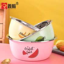 (Three sets) Stainless Steel Basin High Face Value Colorful Basin Fruit Wash Vegetable Basin Soup Pot seasoning Egg Basin